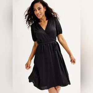 Draper James Classic Black High-Low Midi Wrap Dress Size Small